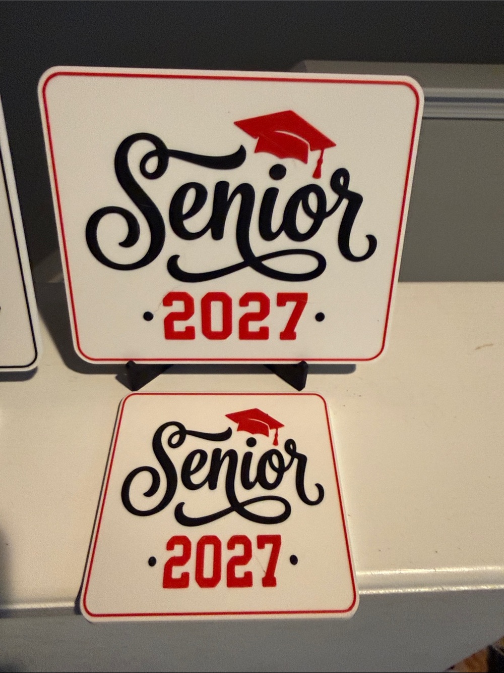 Senior 2027 signs and coaster - Red and Black Graduation gifts - Picture 4 of 7